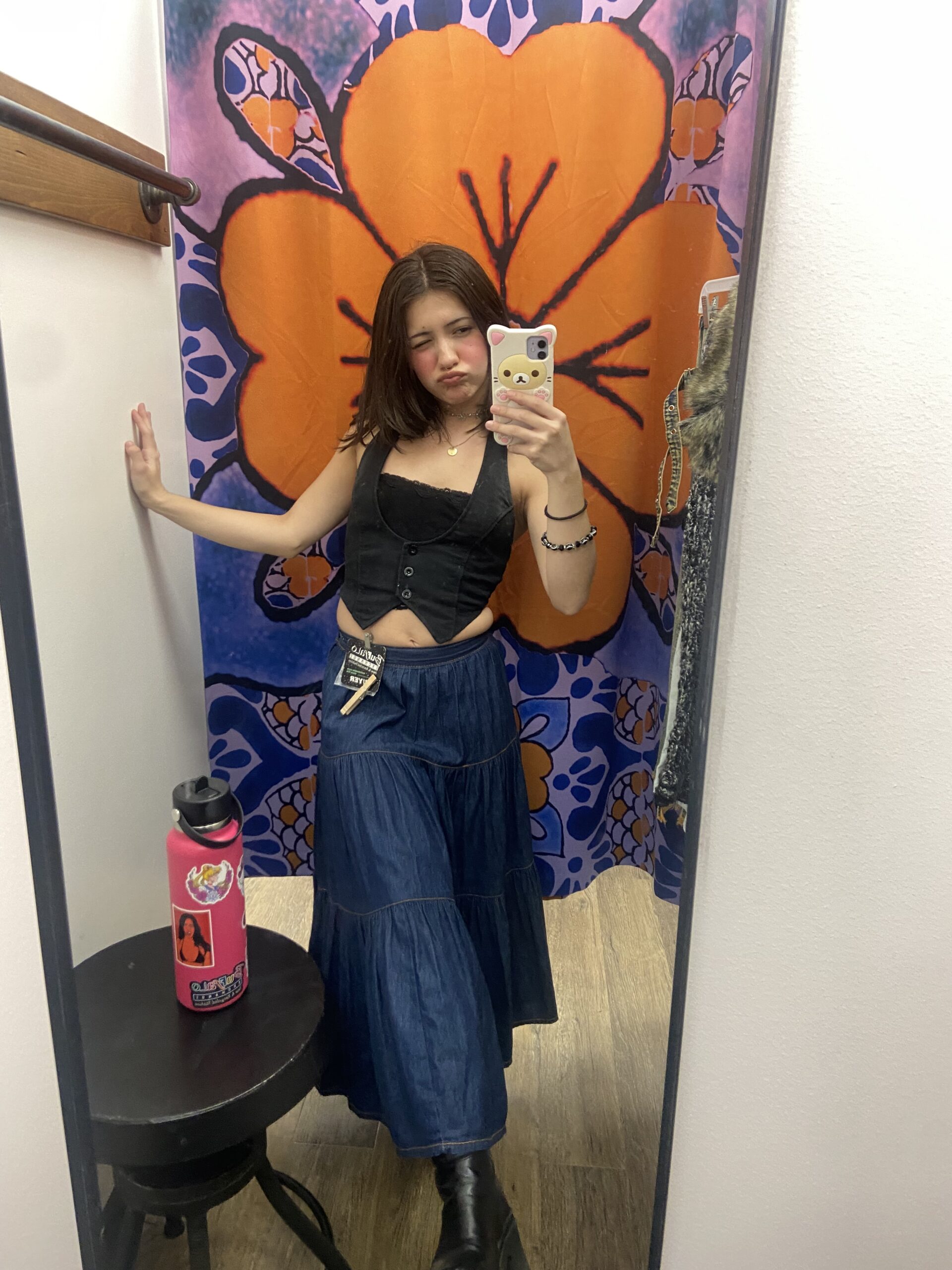 Buffalo Exchange employee Alicia in a dressing room